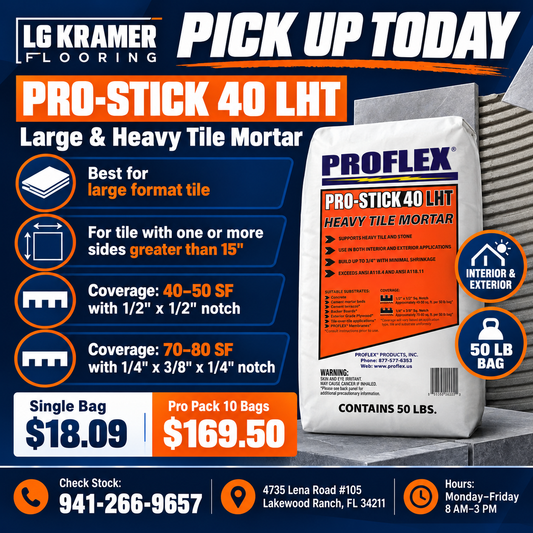 PICK UP TODAY | PROFLEX PRO-STICK 40 LHT  50 lb Large Format Tile Mortar | Contractor Supply