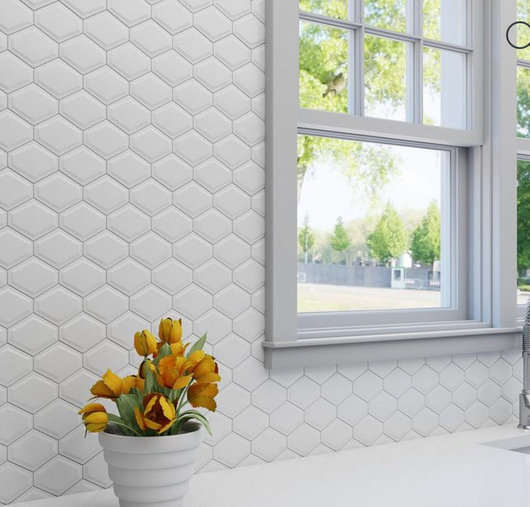 BLOW OUT | 50 sheets or 54 SF of Ceramic Geometric White Mosaic Interior Tile