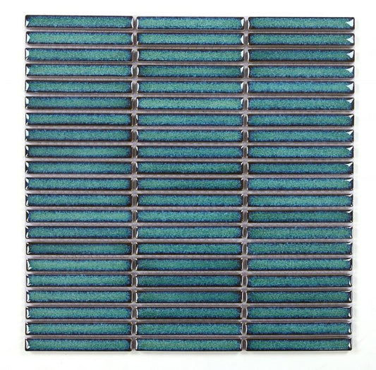 Turquoise Mosaic Tile | Hulu Snow Band Matte | 11 Inch x 11.5 Inch Sheet (.88 SF)