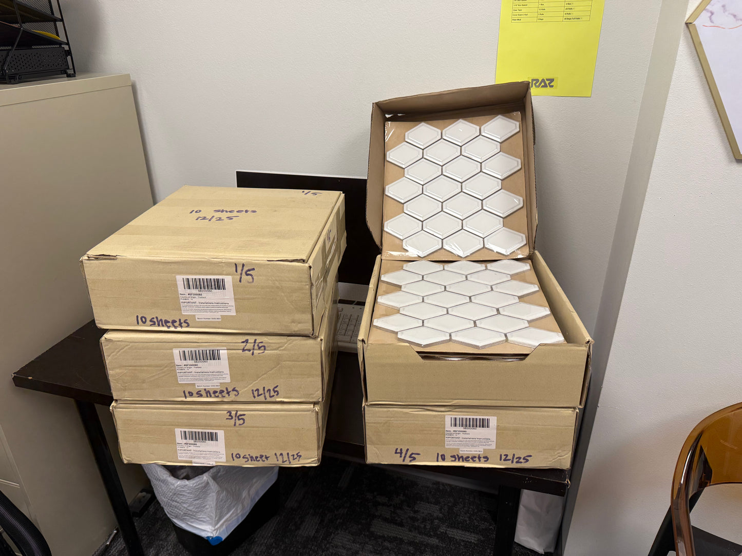 BLOW OUT | 50 sheets or 54 SF of Ceramic Geometric White Mosaic Interior Tile