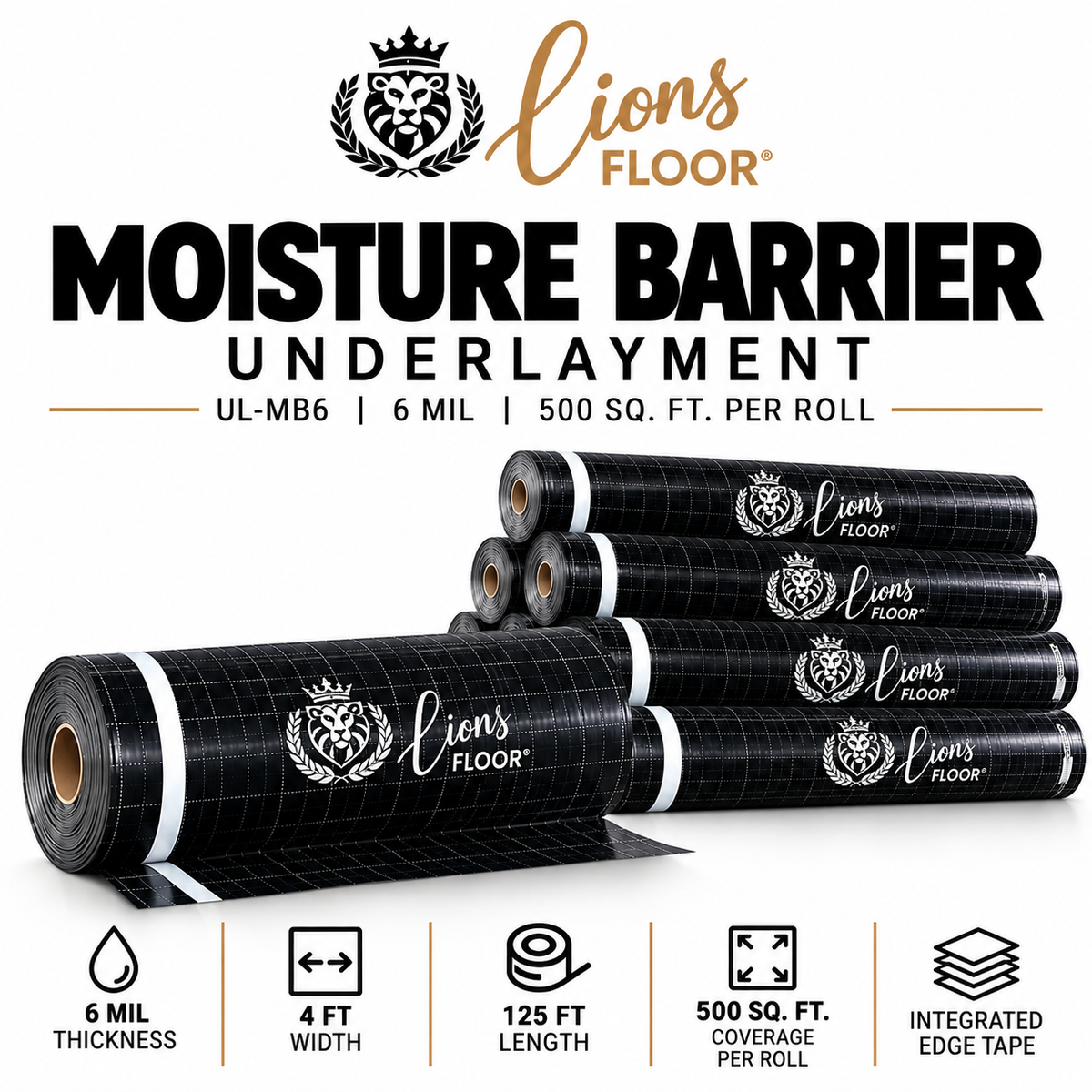 Lions Floor Moisture Barrier Underlayment 6 mill poly UL-MB6  Available for pick up at LGK Floors in Lakewood Ranch Florida for Contractor supplies house