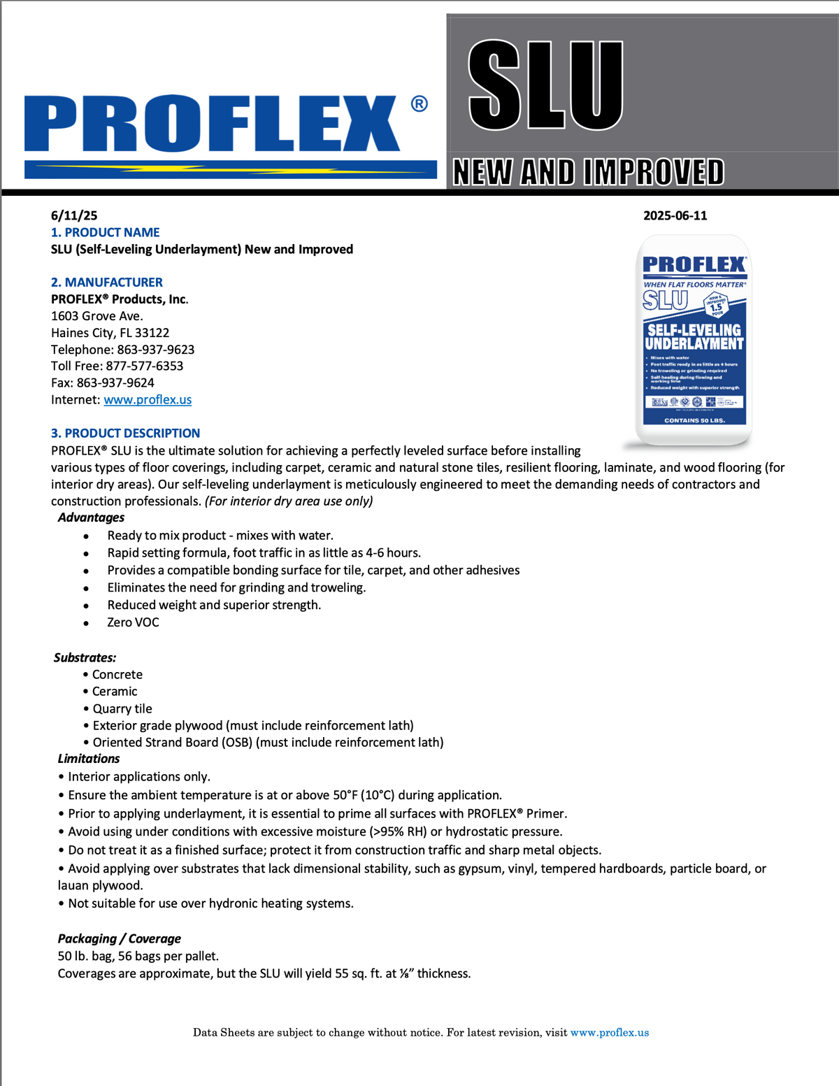 PICK UP TODAY | PROFLEX SLU | Self-Leveling Underlayment | 50 LB Bag | Contractor Flooring Supplies