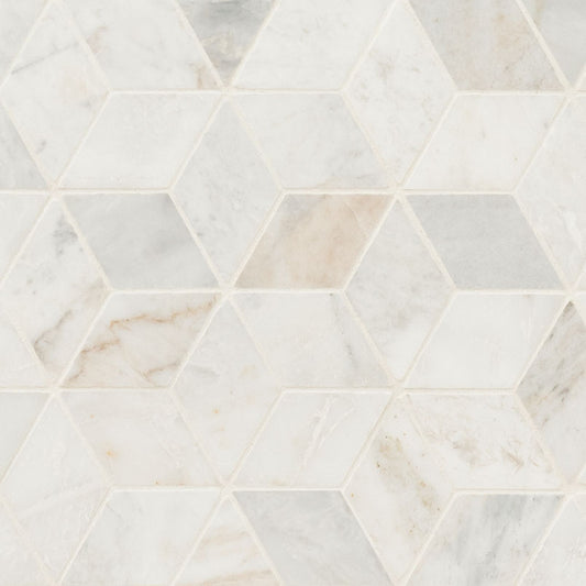 M - Celestial Carrara Cube Honed Marble Mosaic Tile - Greenguard Gold